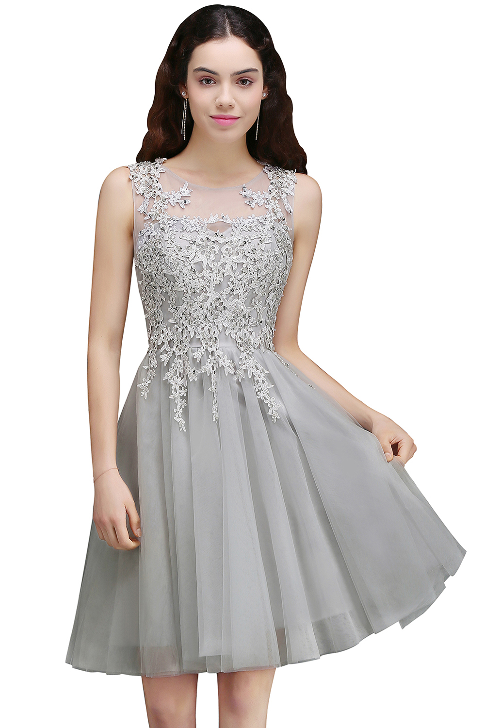 Dusty Pink A e tail Dreses Tulle Appliques Scoop Neck Junior Graduation Homecoming Dress cocktail Teens Prom Party Gown CPS669