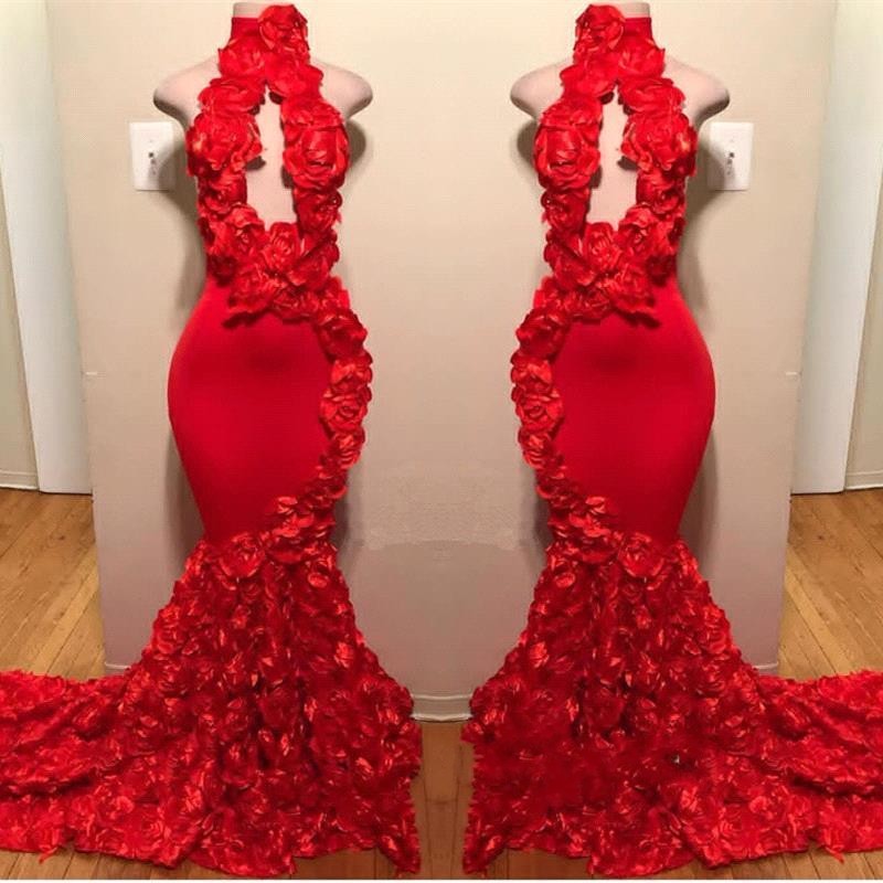 Red High Neck Prom Dresses 2019 Sexy Handmade Flowers Mermaid Evening Gowns Count Train Black Girls African Gown Backless Hollow Out BC1038, Water melon
Red High Neck Prom Dresses 2019 Sexy Handmade Flowers Mermaid Evening Gowns Count Train Black Girls African Gown Backless Hollow Out BC1038, Water melon