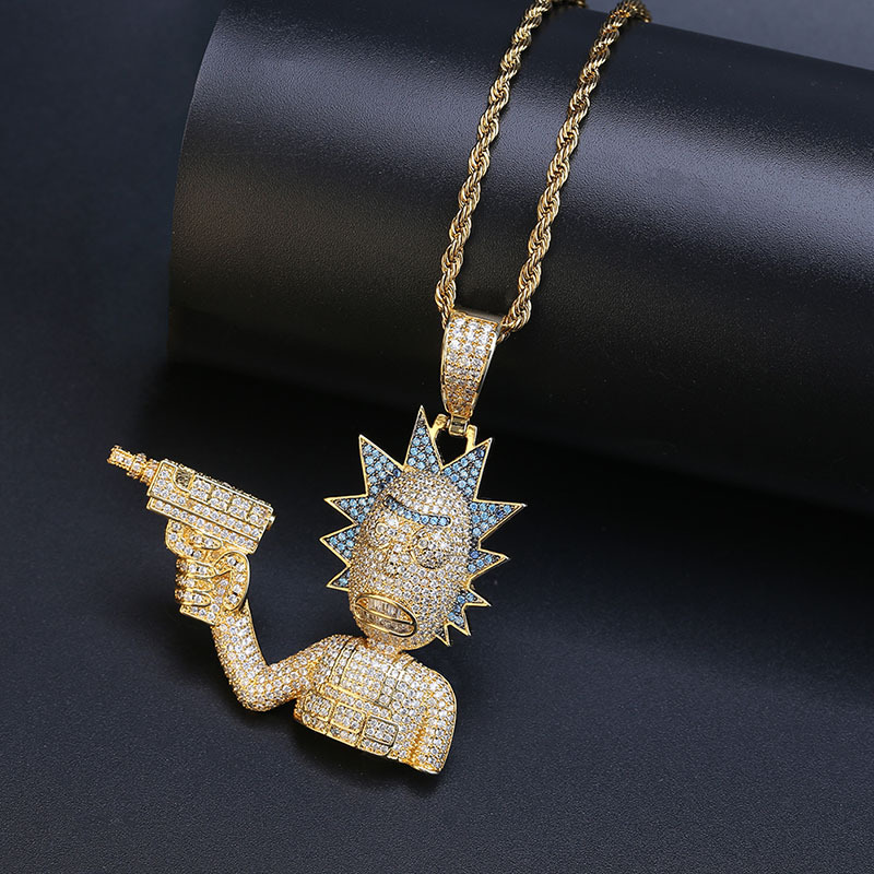 Hip Hop Character Pendant Necklace Men's Personalized Stainless Steel 18K Gold Plated Person Big Pendants Jewelry