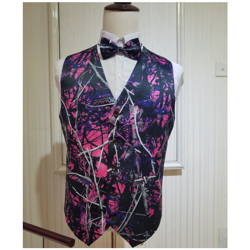 Casual Camo Groom Vests Groomsmen Vest Single Breasted Camouflage Slim Fit Novelty Style Mens Waistcoat Rustic Hunter Holiday Father Son