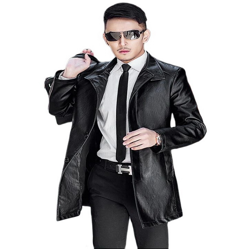 Men Lapel business Leather Trench Luxury Trench Leather Coat Mens Single breasted Male X-Long Business Casual Jacket, Navy blue
Men Lapel business Leather Trench Luxury Trench Leather Coat Mens Single breasted Male X-Long Business Casual Jacket, Navy blue