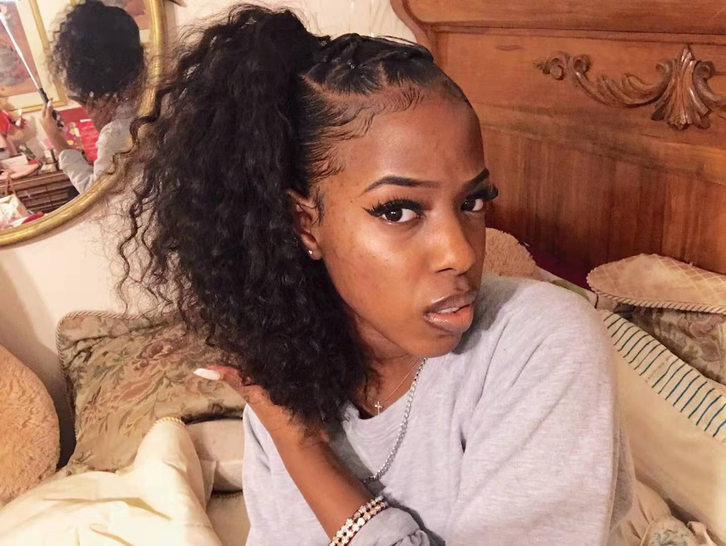 African kinky curly short high baid ponytail hair extensions clip in brazilian remy human hair pony tail hair 120g