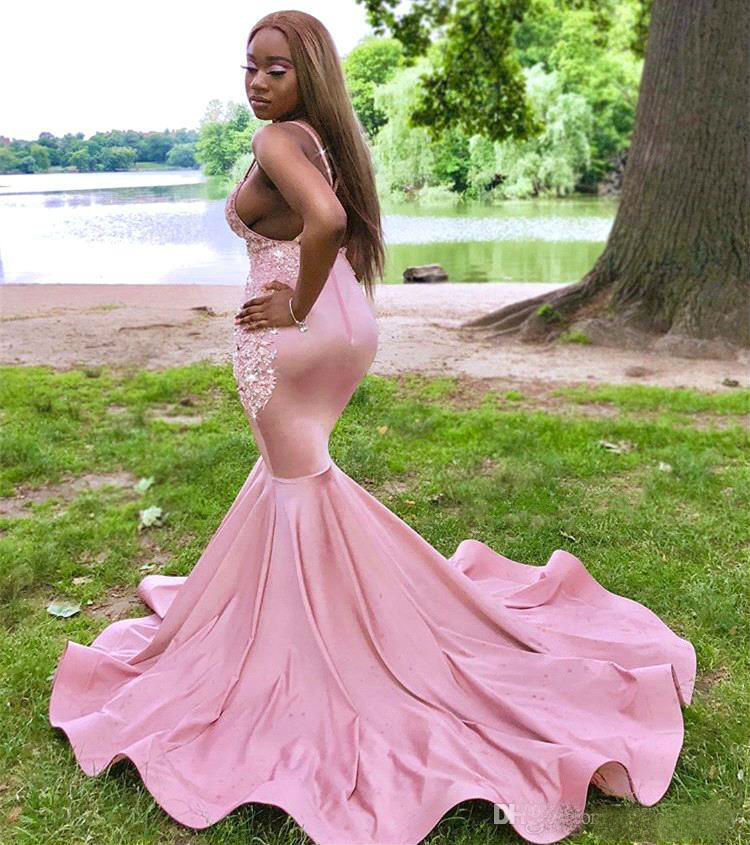 Sexy Mermaid Prom Dresses 2019 Spaghetti Crystals Lace Beaded Plus Size Formal Party Gowns African Black Girls Evening Dress Cheap