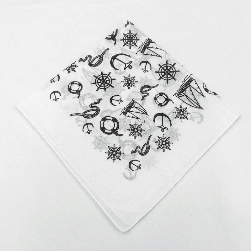 12PCS 54 * 54CM Pure Cotton Black and White Square Handkerchief Riding Outdoor Headscarf