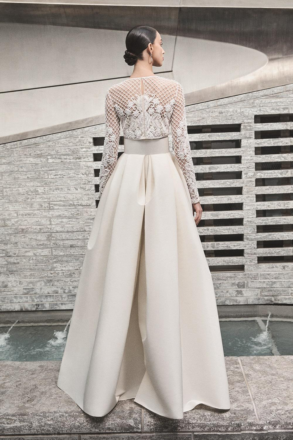 Lace Jumpsuit Ivory Beach Wedding Dresses With Detachable Train Jewel Neck Long Sleeves Bridal Gowns A Line Beaded Satin Robe De Marie