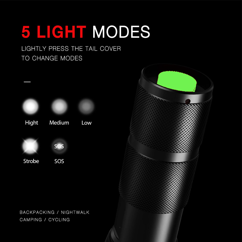 Outdoor Led flashlight 2000LM Ultra Bright linterna Waterproof Torch T6 Camping lights 5 Modes Zoomable Light