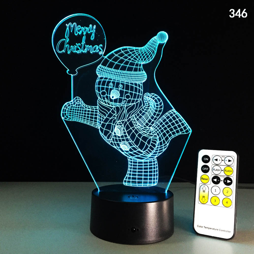 Bed Christmas Tree Snowmen Animal Cartoon Insect Music Character 3D Illusion LED Lamp Night Light Colorful USB Powered Mini Night Lights