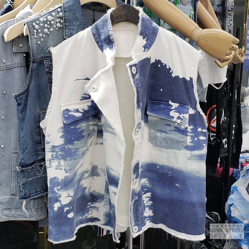 Print Denim Vest European Fashion Women's Clothing Spring and Summer New Personality Contrast Color Loose Denim Vest Waistcoat, As picture
Print Denim Vest European Fashion Women's Clothing Spring and Summer New Personality Contrast Color Loose Denim Vest Waistcoat, As picture