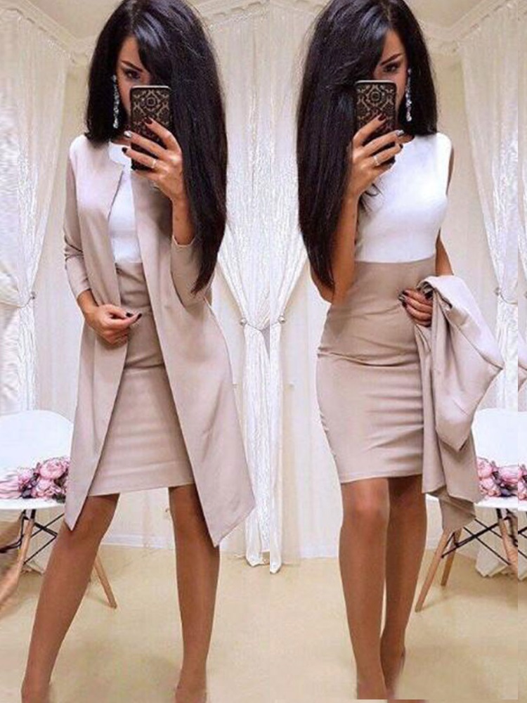 Office Lady Formal Dress 2019 New Suits Business Wear Women Long Blazer Jacket Sheath Dress 2 Piece Women' Sets, As pictures
Office Lady Formal Dress 2019 New Suits Business Wear Women Long Blazer Jacket Sheath Dress 2 Piece Women' Sets, As pictures