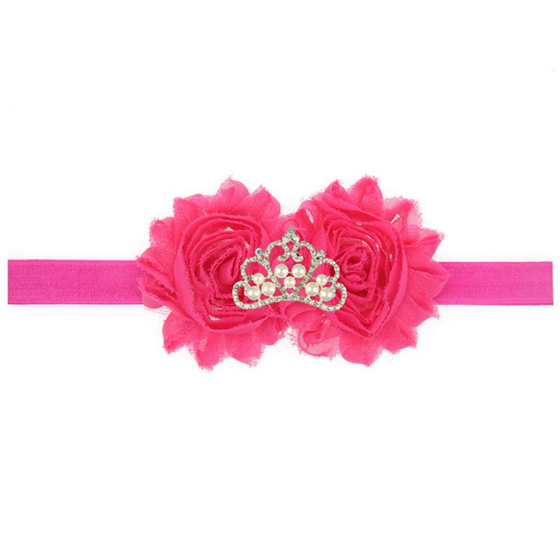 37 Colors Baby Headbands Flowers Shabby Elastic Headbands Girls Kids Rhinestone Tiara Hairbands Children Hair Accessories Headdress