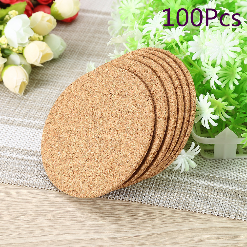 JosheLive 100pcs/Lot Natural Coffee Cup Mat Round Wood Heat Resistant Cork Coaster Mat Tea Drink Pad Table Decor wholesale T191031