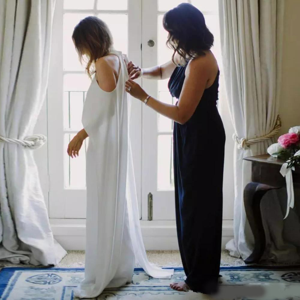 Sexy White Chiffon Mermaid Wedding Dresses With Wrap 2020 Two Pieces Plus Size BOho Beach Bridal Party Gowns For Arabic Vestidos De Novia