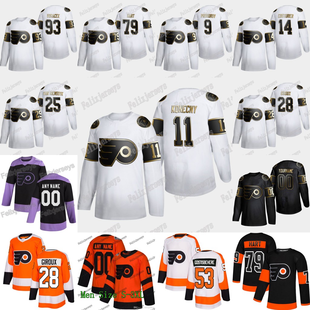 11 Travis Konecny 2020 Golden Edition Philadelphia Flyers Sean Couturier Jakub Voracek Claude Giroux James van Riemsdyk Joel Farabee Jersey, Black;red
11 Travis Konecny 2020 Golden Edition Philadelphia Flyers Sean Couturier Jakub Voracek Claude Giroux James van Riemsdyk Joel Farabee Jersey, Black;red