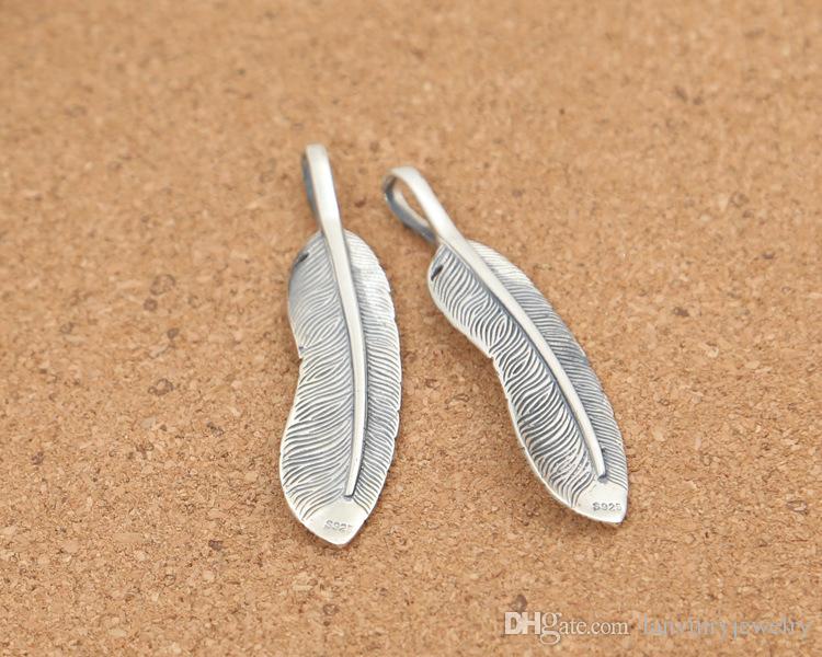Brand new 925 sterling silver necklace pendants hand-made Japan designer jewelry feather necklace pendant no chain for men & women