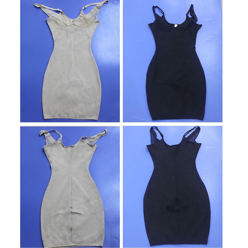 One-Piece U-shape Bust Comfort Tummy Control Slip Dress Women Sexy Butt Lifter Underwear Bodyshaper Slimming Shapewear Black Nude M-XL