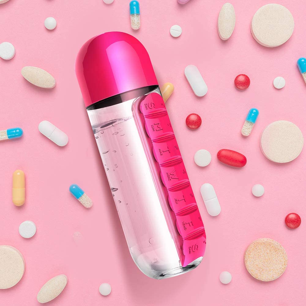 2 in 1 Pill Box Water Bottle Outdoor 7 Compartments Medicine Organizer With Drinking Bottle Portable Carrying Tablet
2 in 1 Pill Box Water Bottle Outdoor 7 Compartments Medicine Organizer With Drinking Bottle Portable Carrying Tablet