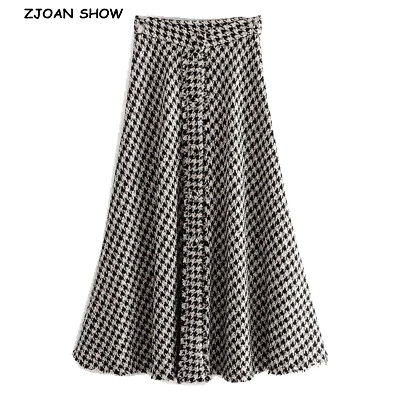 2019 New High Waist Soft Woolen Check Gingham Plaid Skirts Vintage Woman Front Single-breasted Button A line Swing Midi Skirts, Black
2019 New High Waist Soft Woolen Check Gingham Plaid Skirts Vintage Woman Front Single-breasted Button A line Swing Midi Skirts, Black