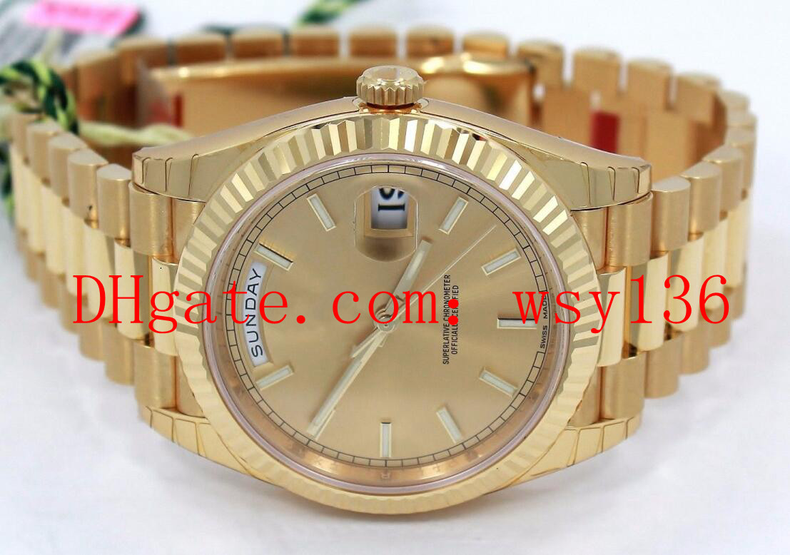Brand New High Quality Men's Watch President 40mm Day-Date 228238 18K Yellow Gold Champagne Stick Dial Movement Automatic Mens Watches
Brand New High Quality Men's Watch President 40mm Day-Date 228238 18K Yellow Gold Champagne Stick Dial Movement Automatic Mens Watches