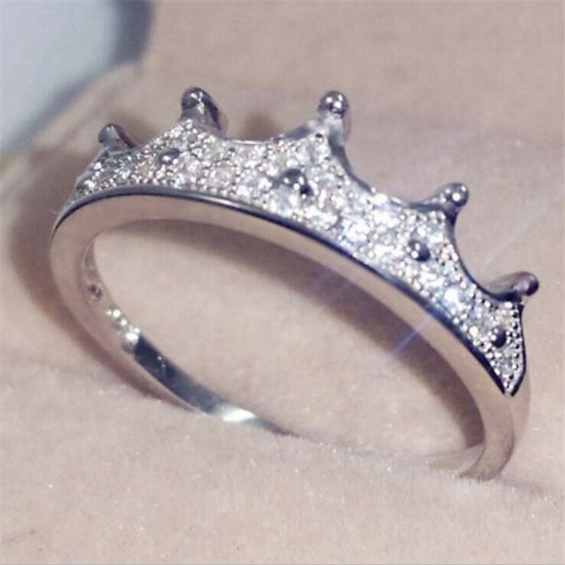 Baroque Gothic Vintage Fashion Jewelry Real 925 Sterling Silver Pave White Sapphire CZ Diamond Women Wedding Crown Band Queen Ring Gift