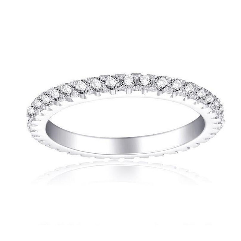 Rulalei Sweet Cute Brand New Simple Fashion Jewelry Sterling Sier Full Pave White Sapphire CZ Dia Gemstone Women Wedding Band Ring