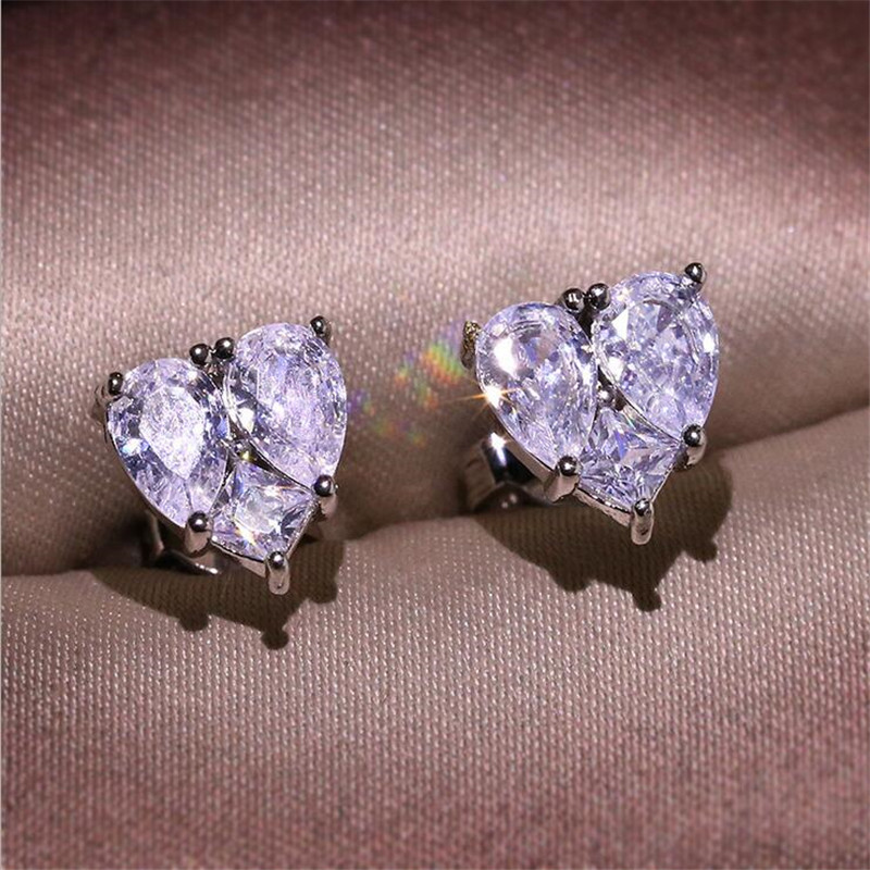 Sparkg Sterg Sier Water Drop White Topaz CZ Dia Stud Earrings for Women dh5727163