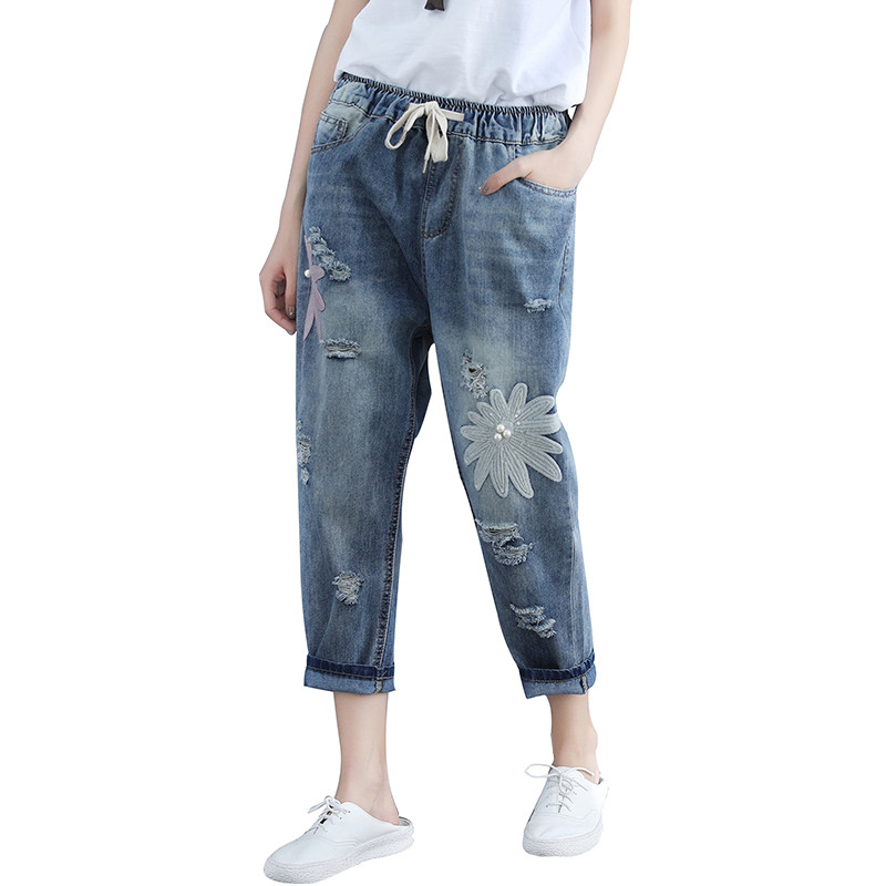 Vintage Women Jeans 2019 Spring Summer New Denim High Waist Elastic Harem Pants Loose Casual broken plus size Female Jeans 4XL, Blue
Vintage Women Jeans 2019 Spring Summer New Denim High Waist Elastic Harem Pants Loose Casual broken plus size Female Jeans 4XL, Blue