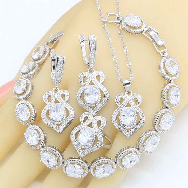 925 Silver Wedding Jewelry Sets for Women Bracelet White Zircon Earrings Rings Necklace Pendant Gift Box, As pic
925 Silver Wedding Jewelry Sets for Women Bracelet White Zircon Earrings Rings Necklace Pendant Gift Box, As pic
