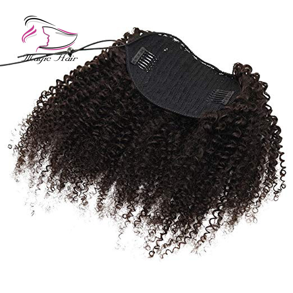 Evermagic 8-30inches Afro Kinky Curly human hair ponytail extensions drawstring hairpieces natural curly clip in ponytail