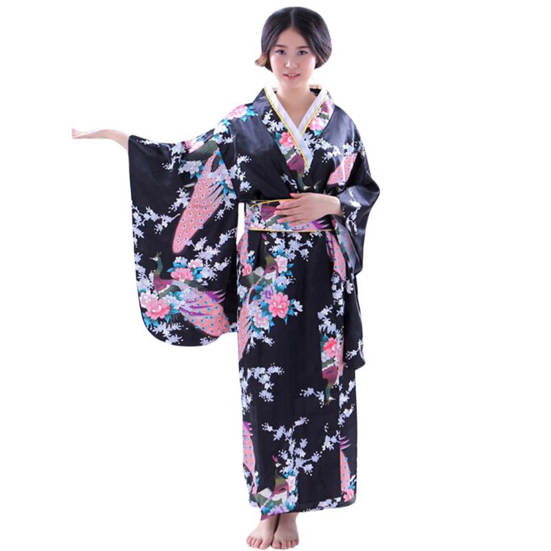 Kimono Long Loose Japanese Printing Woman Yukata Dress Pajamas Oriental Kimono Pajamas Robe Ladies Dress