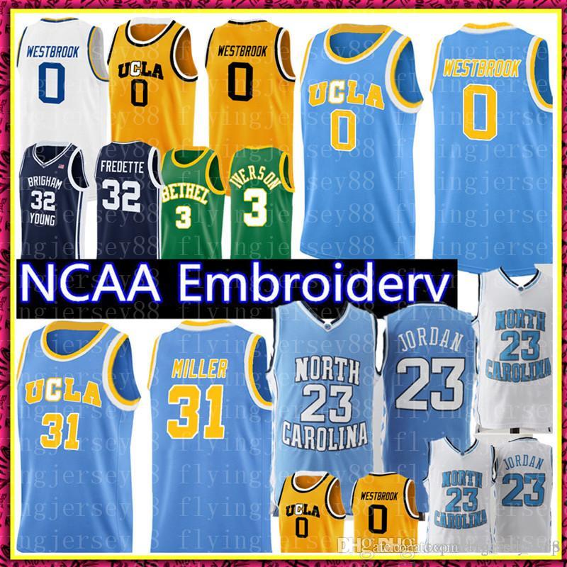 UCLA Russell 0 Westbrook Reggie 31 Miller jersey MJ 23 Michael carolina Basketball Jerseys
