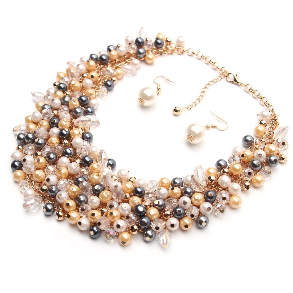 Ztech necklace Jewelry European & American Big Temperament Popular Trendy Palace Beauty simulated pearl Necklace Statement