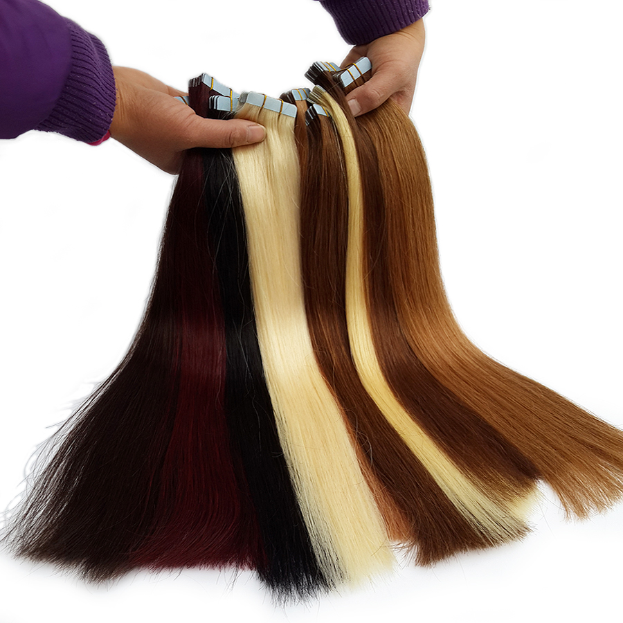 2021 New Tape In Human Hair Extensions Skin Weft Hair Extensions 100g/40pieces Cuticle Aligned Hair, 20 Colors Optional, Factory Wholesale