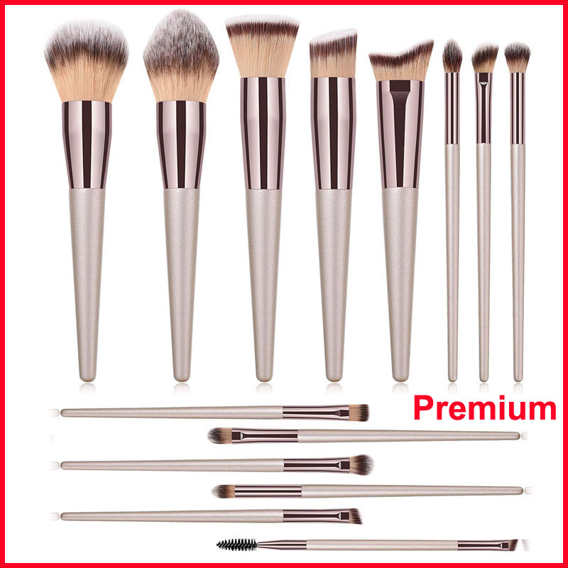 Premium 14pcs Brush Set Kabuki Makeup Brushes Eyeshadow Powder Blending Contour Foundation Brush Eyebrow Eyelash Beauty Cosmetics Brushes