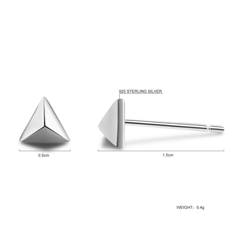 New Fashion 925 Sterling Silver Stud Earring Triangle Piercing Earring Jewelry bijoux en argent 925 Women Mini Ear Stud Jewelry
