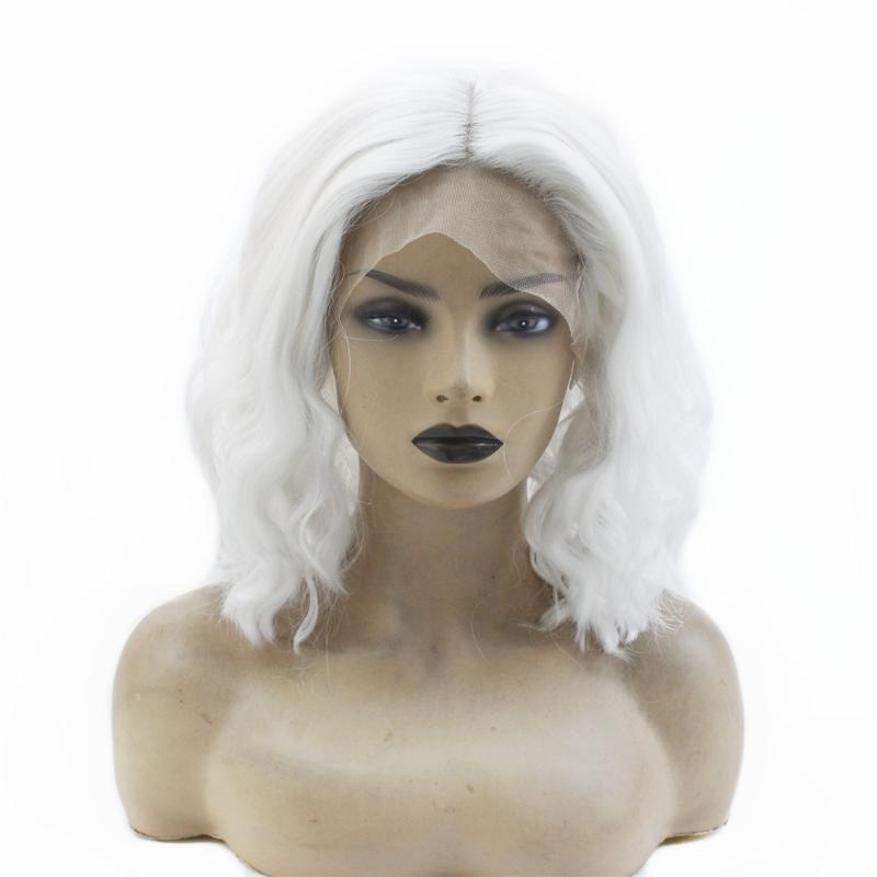 Natural Wave Heat Resistant Short Hair Women Wedding Party Halloween Present Synthetic Lace Front Wigs White Color Middle Part, Ombre grey
Natural Wave Heat Resistant Short Hair Women Wedding Party Halloween Present Synthetic Lace Front Wigs White Color Middle Part, Ombre grey