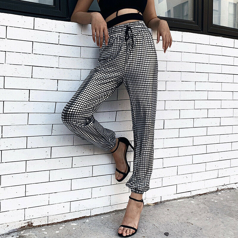 Fashion Womens Casual Pants Plaid Sweatpants Jogger Dance Harem Pants Sports Cool Slacks Trousers Streetwear, Silver
Fashion Womens Casual Pants Plaid Sweatpants Jogger Dance Harem Pants Sports Cool Slacks Trousers Streetwear, Silver