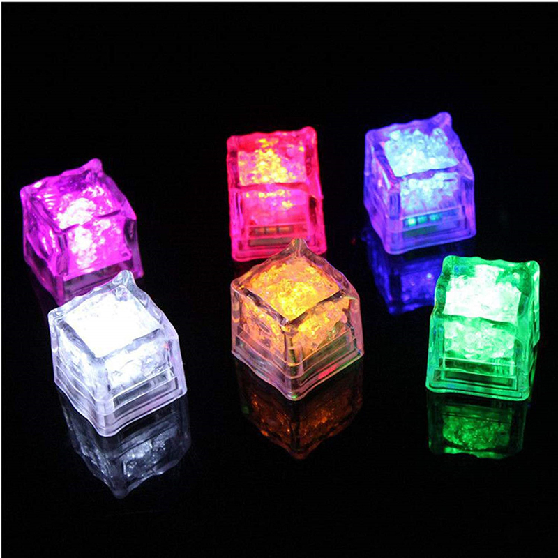 LED Ice Cubes DIY Colorful Mini LED Party Lights Crystal Cube Water-Actived Light-up LED Glow Light Drinking Wine Wedding Party Decoration