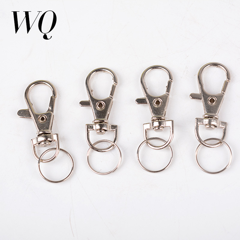100pcs Wholesale Silver Color Rhodium Lobster Clasp Clips Key Hook Keychain Split Key Ring Findings Clasps DIY Keychains Making