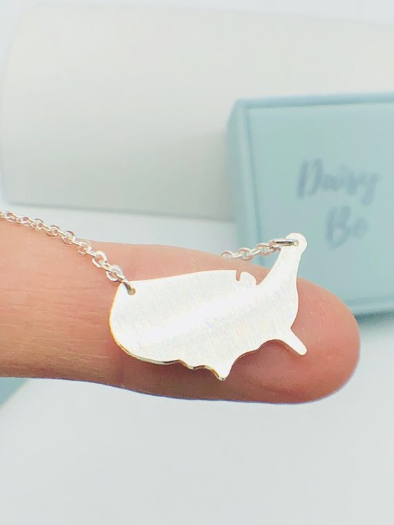 Outline United States Map pendant chain Necklace USA Silhouette Map Necklace Geometric America Country Nation Necklace