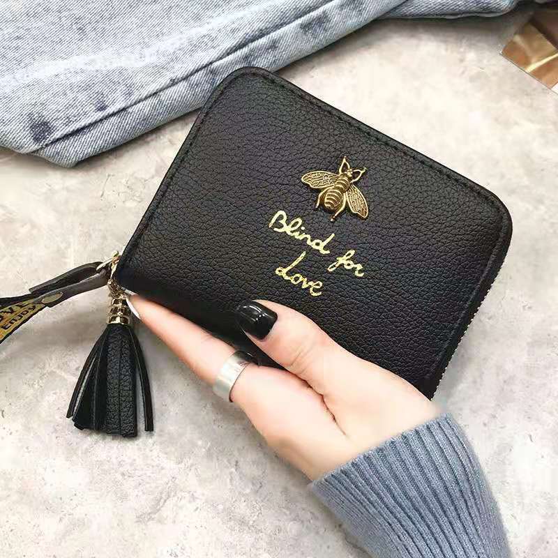 New bee tassel short style zipper women designer card wallets lady fashion casual zero purses female coin clutchs black/green/light gold, Red;black
New bee tassel short style zipper women designer card wallets lady fashion casual zero purses female coin clutchs black/green/light gold, Red;black