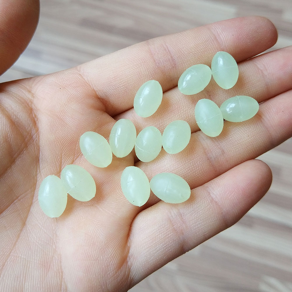 INFOF 200pcslot Soft Egg Beads Fishing Stop Luminous Oval Rubber Stopper Night Fly Fishing Accessories pesca