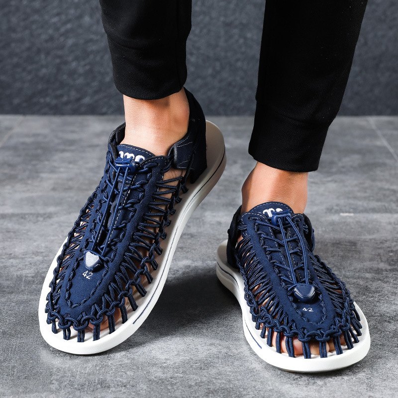 Hot Sale- man sandals beach weave sandal man casual breathing shoes braid shoes for man zy221