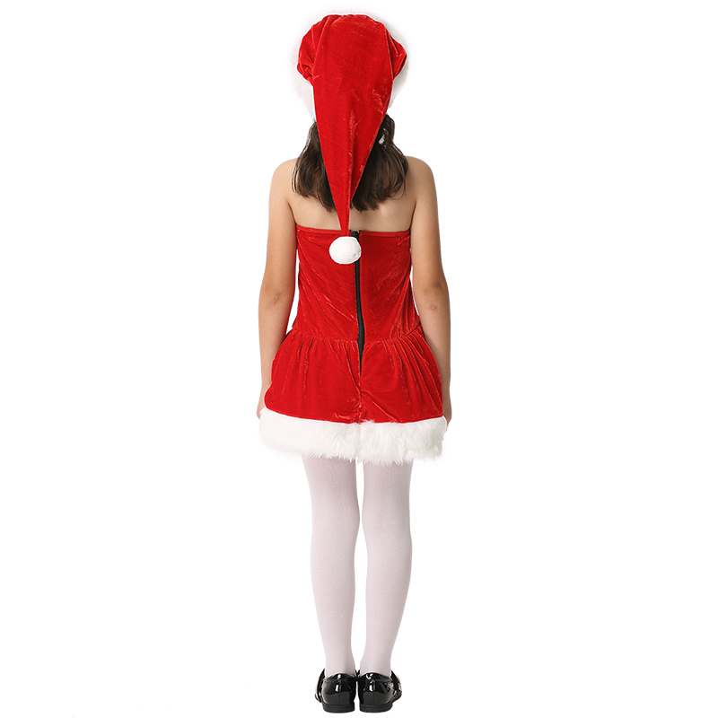 Ms. Santa Costume Christmas Outfit with White Fuzzy Trim For Girls and Women Lace-up Corset Bustier Top n Skirt Hat Set Clubwear M-XXL