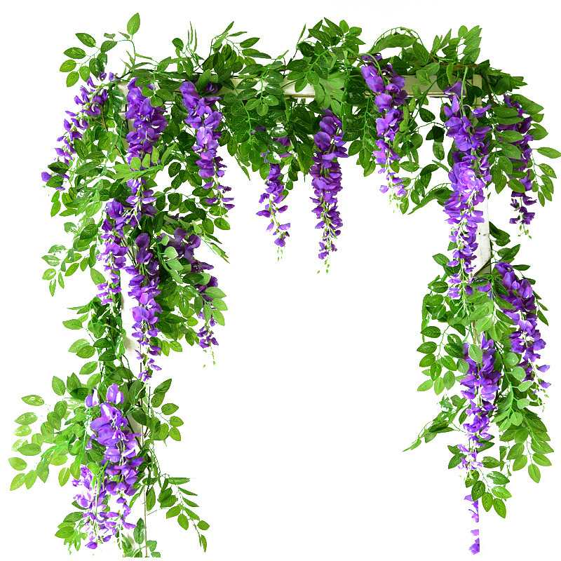 7ft 2m Flower String Artificial Wisteria Vine Garland Plants Foliage Outdoor Home Trailing Flower Fake Hanging Wall Decor