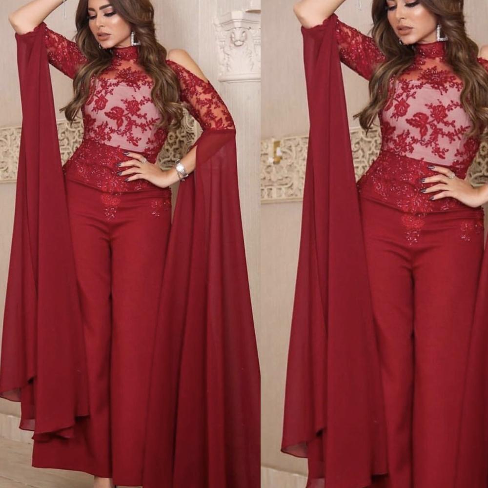 Burgunday Lace Jumpsuits Women Evening Gowns Dubai Fashion High Neck Pants For Weddings Long Sleeves Lace Mother Of The Bride Dress, Black;red
Burgunday Lace Jumpsuits Women Evening Gowns Dubai Fashion High Neck Pants For Weddings Long Sleeves Lace Mother Of The Bride Dress, Black;red