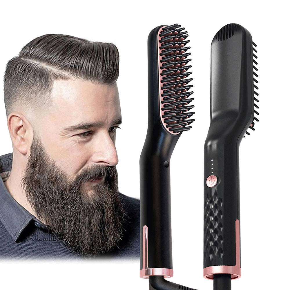 3 in1 Beard Straightener Quick Heater Electric Straightener Curls Hair Comb Brush Men Women Multifunctional Hair Styling Tool