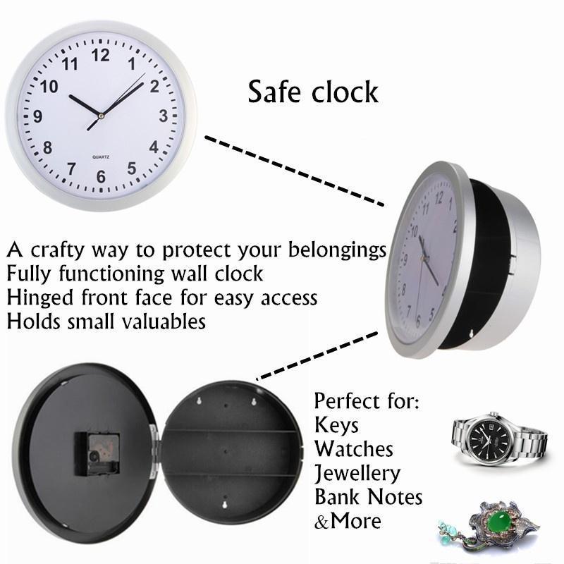 Creative Hidden Secret Storage Wall Clock Home Decroation Office Security Safe Money Stash Jewellery Stuff Container Clock5653502