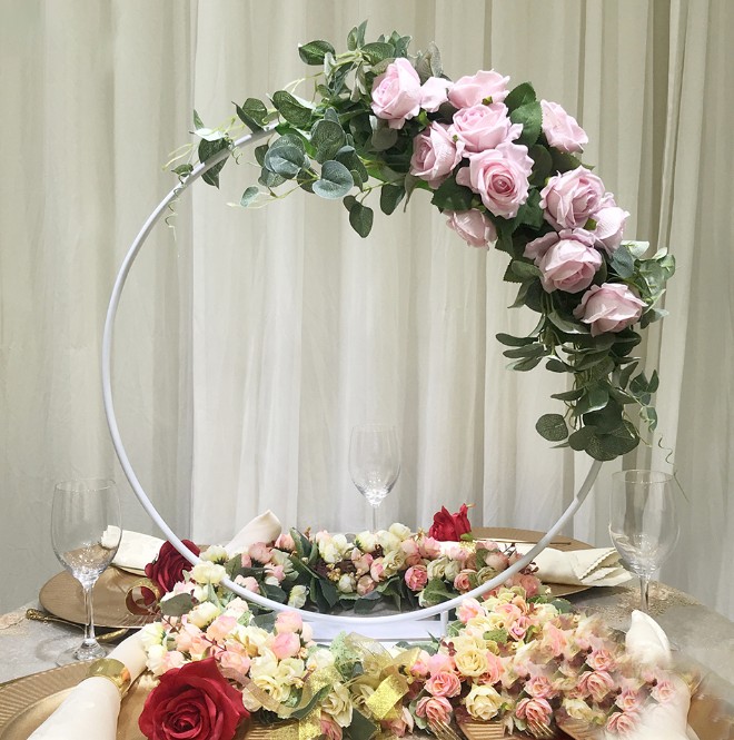 wedding backdrops stage decoration ceiling curtain hanging iron ring circle for Flower Arch Stand Support Floral stand metal hollow circle