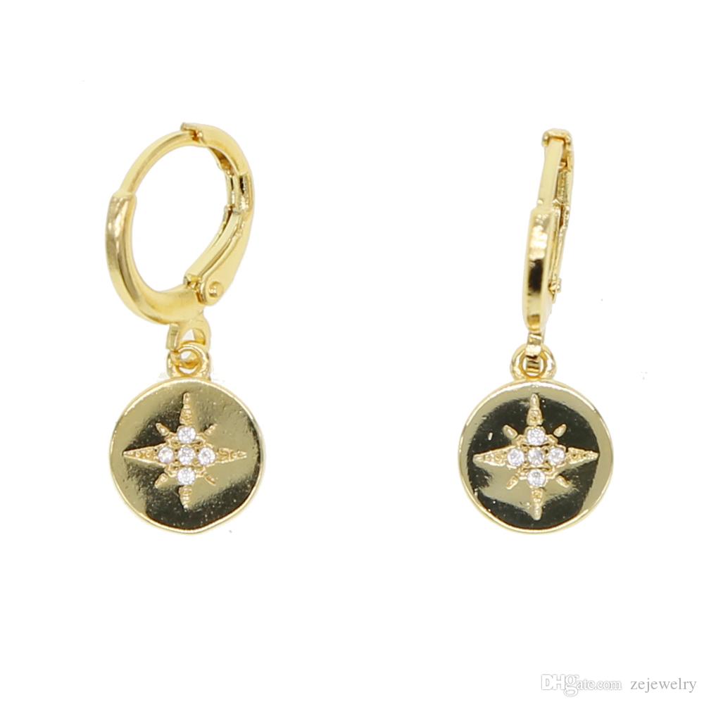 2018 Geometric dangling coin earring gold color engrave north star elegance cute girl women gift for Christmasv
2018 Geometric dangling coin earring gold color engrave north star elegance cute girl women gift for Christmasv