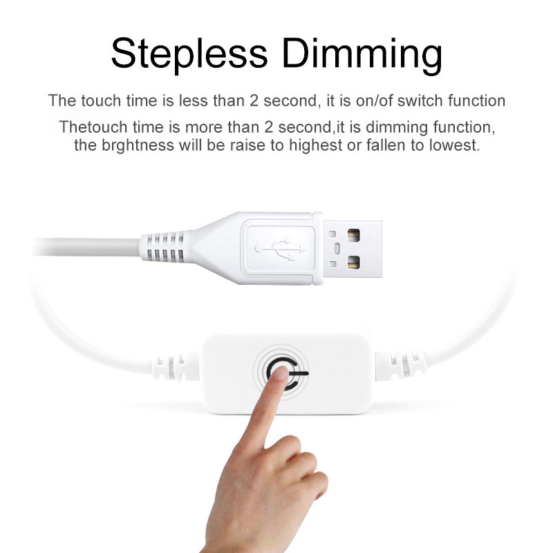 High Brightness 5V LED Strips Dimmable SMD2835 2M USB Power Mirror lights Strip Touch Switch Waterproof LED TV Back Light